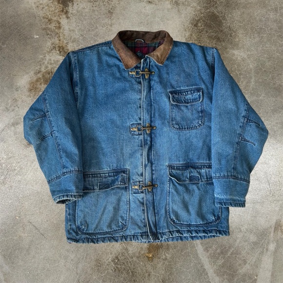 1990’s Vintage American Eagle Denim Lobster Clasp Fireman Jacket - Picture 2 of 8